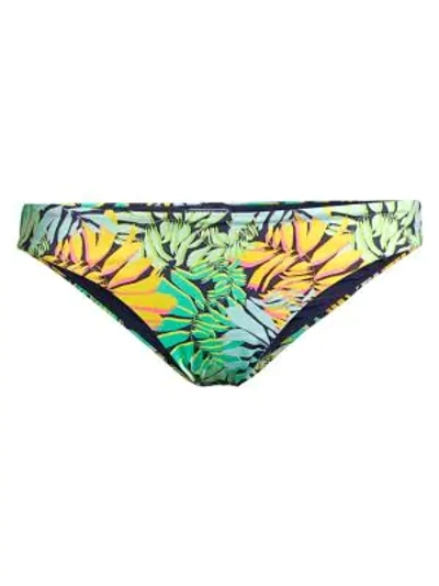 Shop Vilebrequin Frise Tropical Leaf-print Bikini Bottom In Blue Night