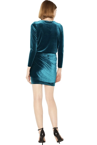 Shop Misa Ophelie Velvet Dress In Teal