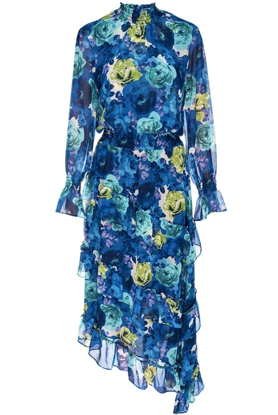 Shop Misa Rania Dress Electric Floral In Blue