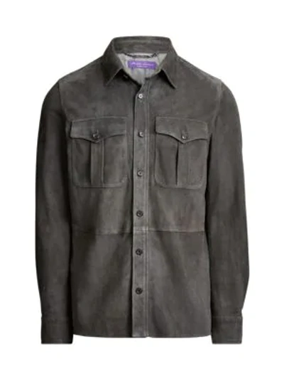 Shop Ralph Lauren Men's Barron Suede Jacket In Grey