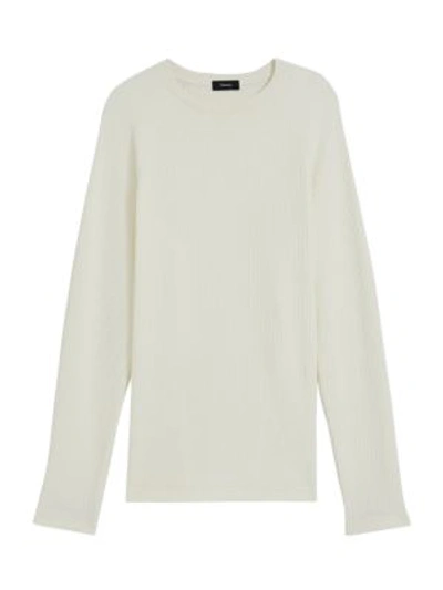 Shop Theory River Crewneck Organic Cotton Sweater In Ivory
