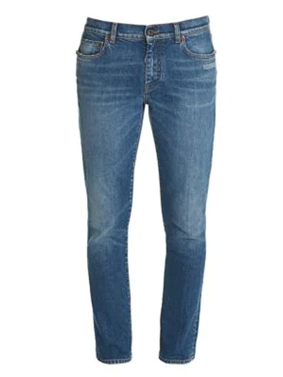 Shop Off-white Logo Skinny Jeans In Blue