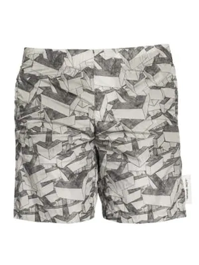 Shop Off-white Arrows Pattern Swim Bermuda Shorts In Allover Grey
