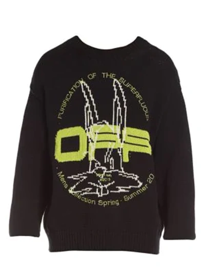 Shop Off-white Harry The Bunny Knit Crewneck Sweater In Black