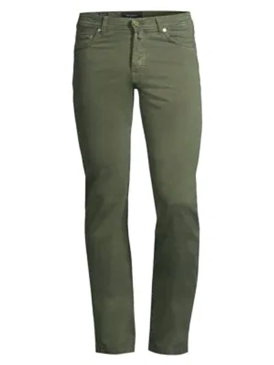 Shop Kiton Stretch-cotton Straight-leg Jeans In Dark Green