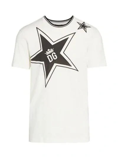 Shop Dolce & Gabbana Large Logo Star Graphic Tee In White Black