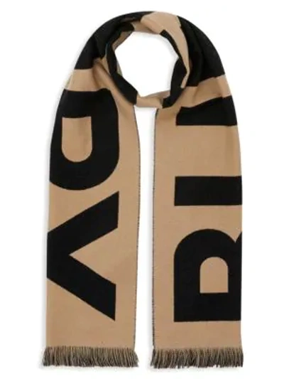 Burberry Brown Oak Leaf Wool Football Scarf Burberry