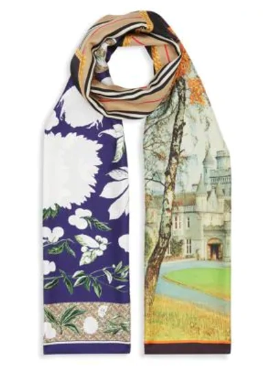 Shop Burberry Montage Print Silk Scarf In Multi