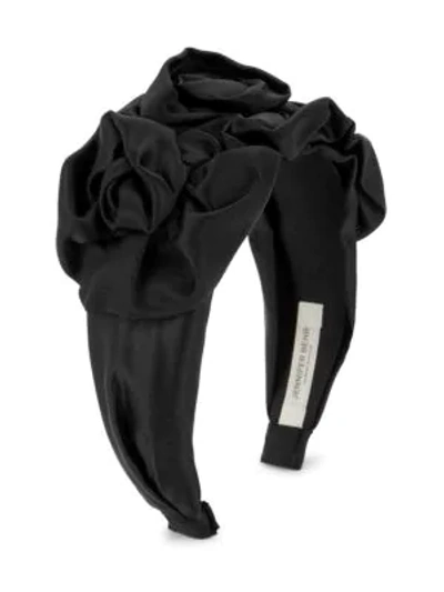 Shop Jennifer Behr Triple Rosette Padded Headband In Black