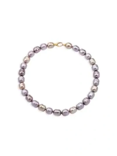 Shop Majorica 18k Yellow Goldplated & 14mm Multicolor Organic Man-made Baroque Pearl Strand Necklace In White