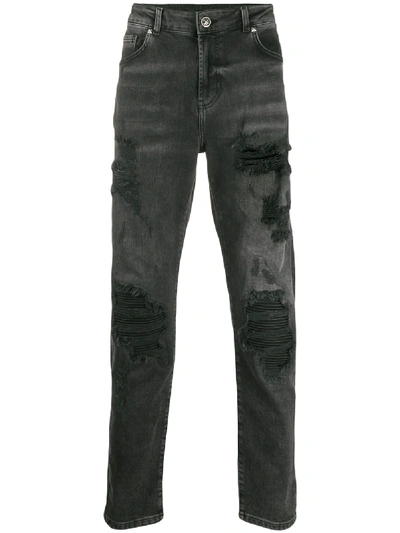 Shop John Richmond Reynolds Ripped Slim-fit Jeans In Grey