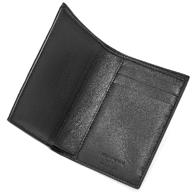 Shop Saint Laurent Embossed Croc Credit Card Wallet In Black