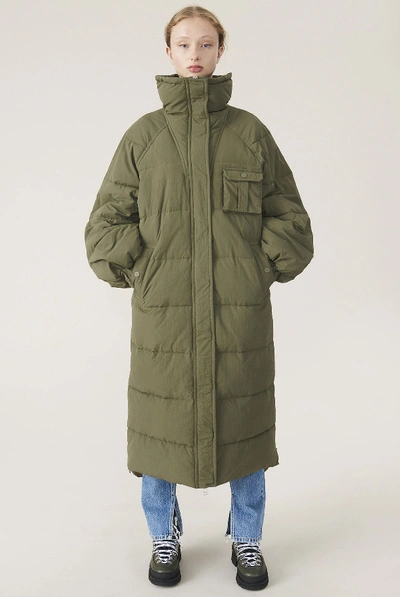 Shop Ganni Heavy Tech Puffa Coat In Green