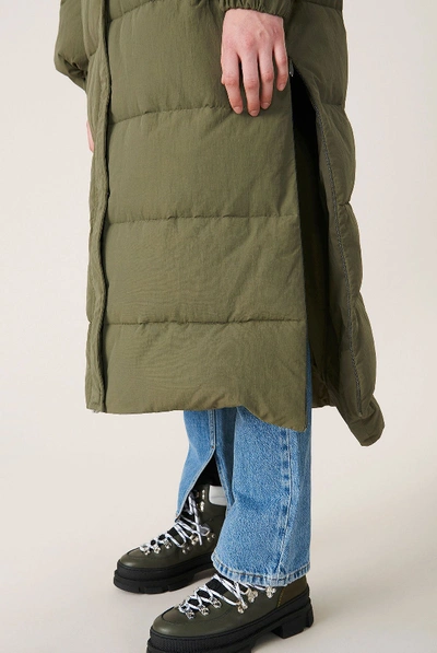 Shop Ganni Heavy Tech Puffa Coat In Green