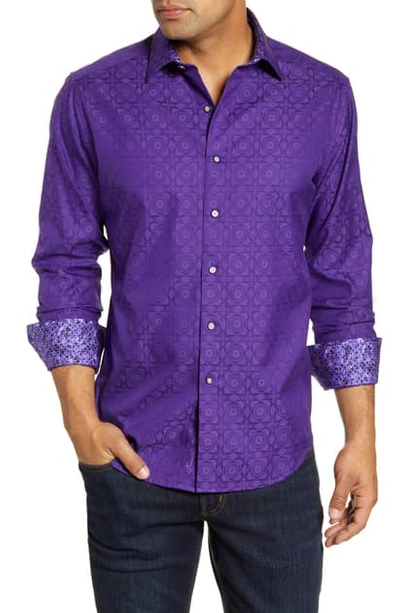 Shop Robert Graham Keaton Regular Fit Button-up Sport Shirt In Purple