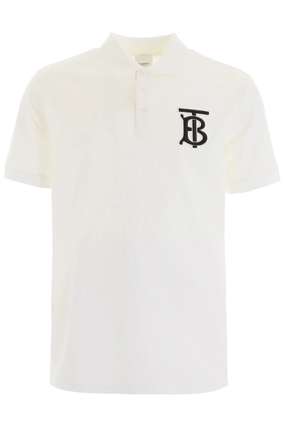 Shop Burberry Warren Polo Shirt With Embroidered Logo In White