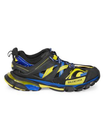 Shop Balenciaga Men's Track Sneakers In Black Yellow Blue