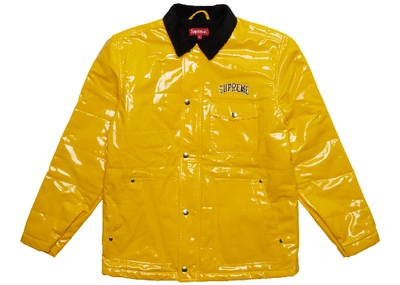 Pre-owned Supreme Quilted Patent Vinyl Work Jacket Yellow