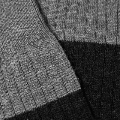 Shop Nn07 Two Tone Wool Mix Sock In Grey