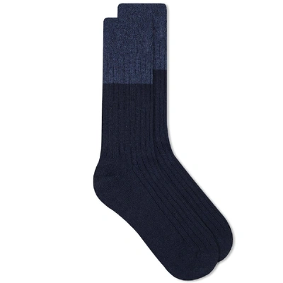 Shop Nn07 Two Tone Wool Mix Sock In Blue