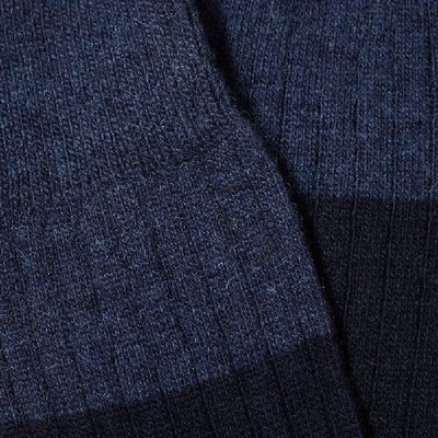 Shop Nn07 Two Tone Wool Mix Sock In Blue