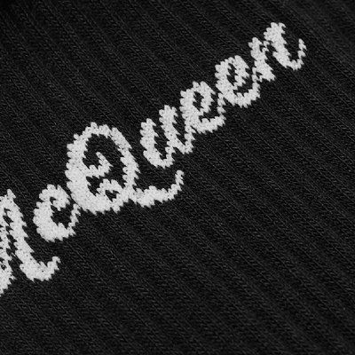 Shop Alexander Mcqueen Americana Mcqueen Logo Sock In Black