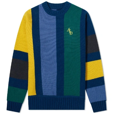Shop Aimé Leon Dore Vertical Stripe Knitted Sweat In Blue