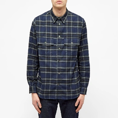 Shop Norse Projects Villads Brushed Flannel Check Shirt In Blue