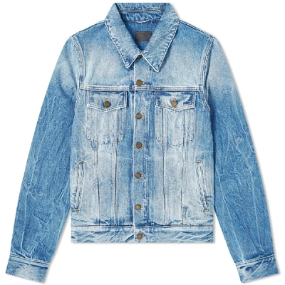 Shop Saint Laurent Washed Denim Jacket In Blue