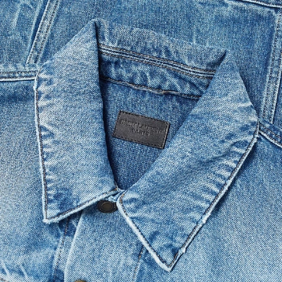 Shop Saint Laurent Washed Denim Jacket In Blue