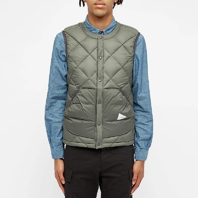 Shop And Wander Diamond Stitch Down Vest In Green