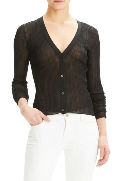Shop Theory Ribbed Cardigan In Black