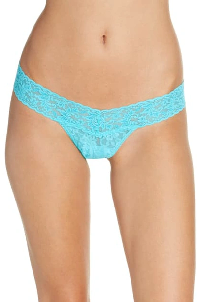 Shop Hanky Panky Signature Lace Low Rise Thong In Beau Blue