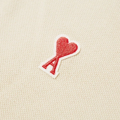 Shop Ami Alexandre Mattiussi Ami Heart Logo Polo In Neutrals