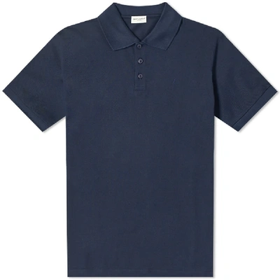 Shop Saint Laurent Classic Ysl Polo In Blue