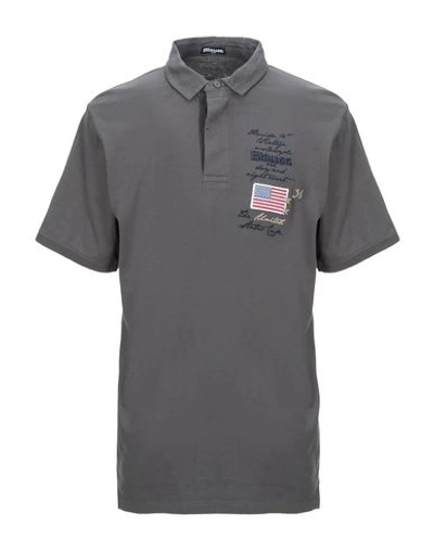 Shop Blauer Man Polo Shirt Lead Size M Cotton In Grey