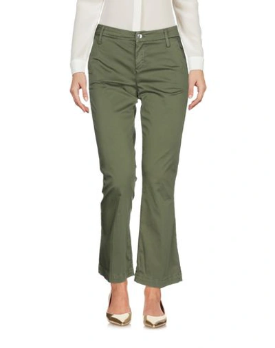 Shop Liu •jo Cropped Pants In Military Green