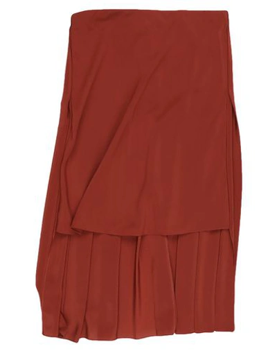 Shop Chloé Woman Midi Skirt Brown Size 6 Silk