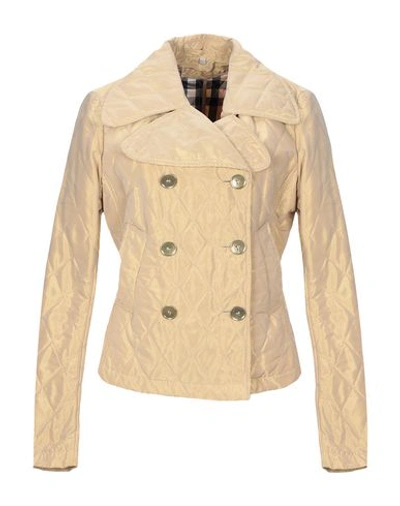 Shop Burberry Double Breasted Pea Coat In Beige