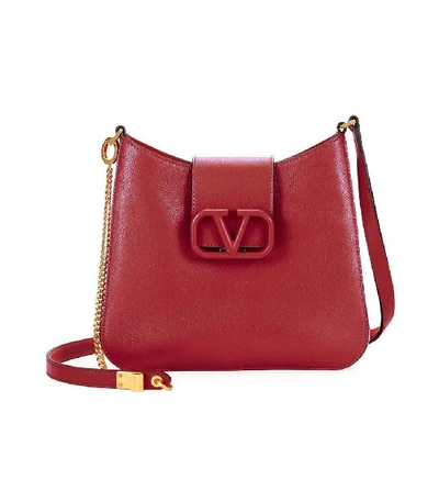 Shop Valentino Logo Clasp Shoulder Bag In Red