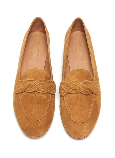 Shop Aquazzura 'infinite' Suede Mocsasin Loafers In Brown