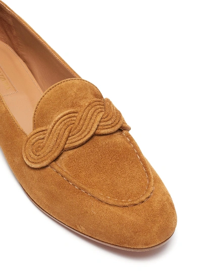 Shop Aquazzura 'infinite' Suede Mocsasin Loafers In Brown