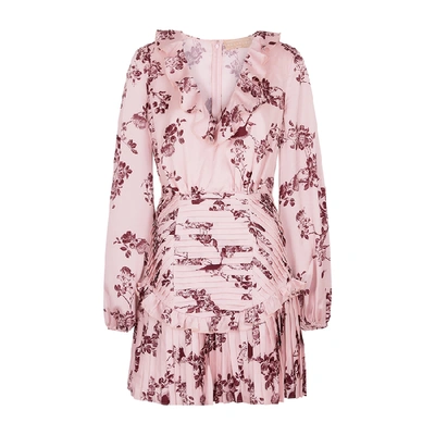 Shop Keepsake Belle Floral-print Satin Mini Dress In Pink