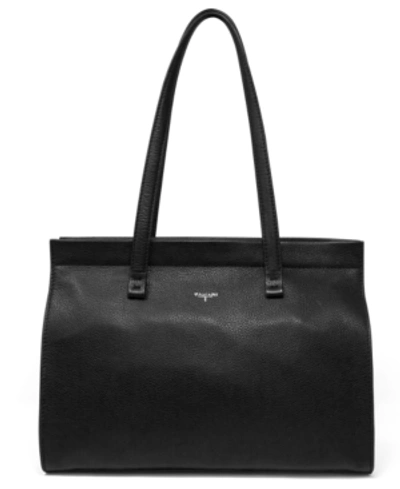 Shop T Tahari Sienna Leather Tote In Black/silver