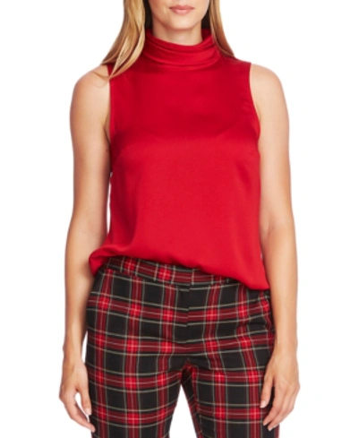 Shop Vince Camuto Mock-neck Sleeveless Top In Tulip Red