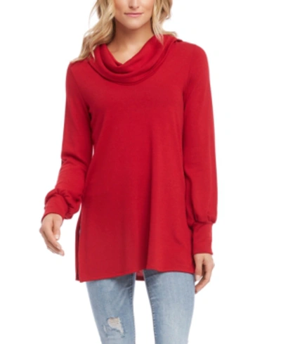 Shop Karen Kane Cowlneck Tunic Sweater In Red