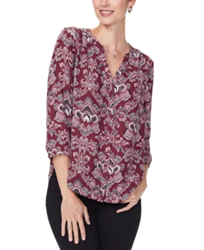 Shop Nydj Pleated Blouse In Orchid Garden