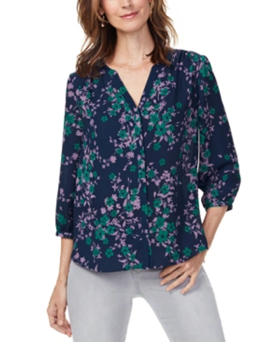 Shop Nydj Pleated Blouse In Fairfield Floral