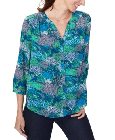 Shop Nydj Pleated Blouse In Vine Hill Forest