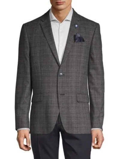 Shop Ben Sherman Plaid Standard-fit Coat In Dark Grey
